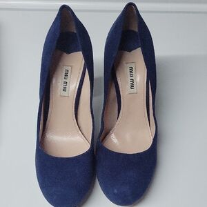 Miu Miu Navy Suede Heels